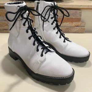 Gianni Bini, the Sleek Leather Lace-Up Combat Booties- size 11